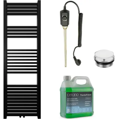 Zdjęcie produktu dla CERANO – Zestaw grzejników elektrycznych do łazienki Franko – 300 W – matowa czerń – 1600 x 500 mm