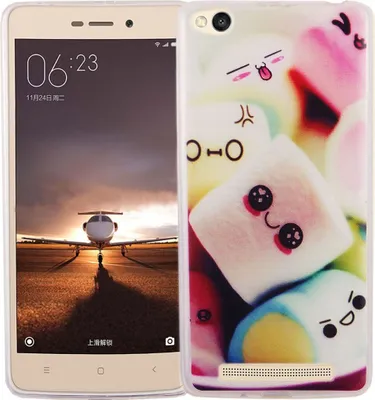 Produktbild von Handy Hülle für Xiaomi Redmi 3 Cover Case Schutz Tasche Motiv Slim Silikon TPU Schriftzug Marshmallows