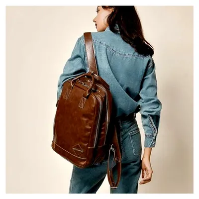 Produktbild von Damen Rucksack Kunstleder Große Rucksack Herren Backpack Tasche mehres Kompartiment Schultertasche Mode für Reisen, Arbeit, Schule