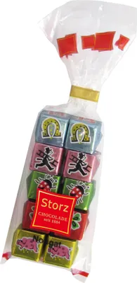 Produktbild von Storz Glückswürfel 10 Stk. im Beutel (100 g) / Schokolade / Haselnuss Nougat Würfel
