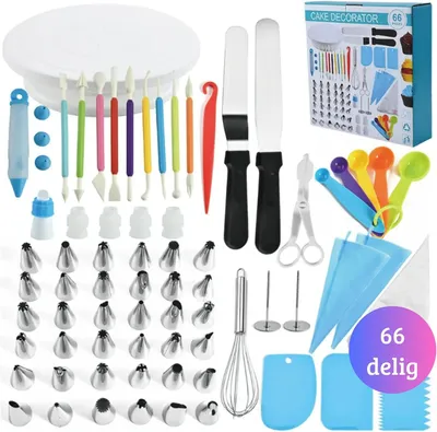 Produktbild von Torten-Dekorationsset 66 Teile, Spritztüllen und Spritzbeutel, für Cupcakes