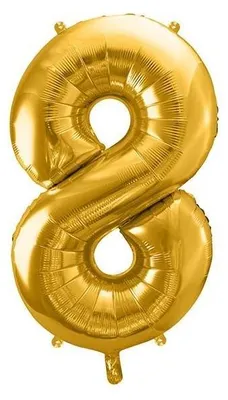 Produktbild von Folienballon Zahl "8", gold, 86cm, 1 Stk.