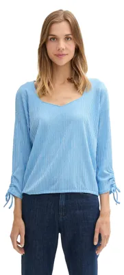 Produktbild von TOM TAILOR Denim Damen Langarm-Blusenshirt mit herzförmigem Ausschnitt,37046 - s