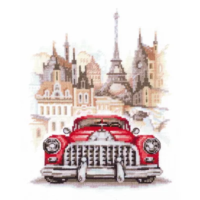 Obrázok produktu pre Sada na výšivku "Retro auto" od spoločnosti Magic Needle Zweigart Edition, model s počítanými krížikmi, rozmer 16x20 cm