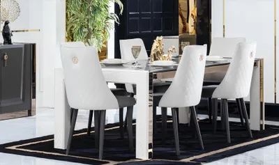 Produktbild von Design Luxus Tische Esszimmer Italienische Möbel Tisch Lehnstuhl 6x Stühle Neu