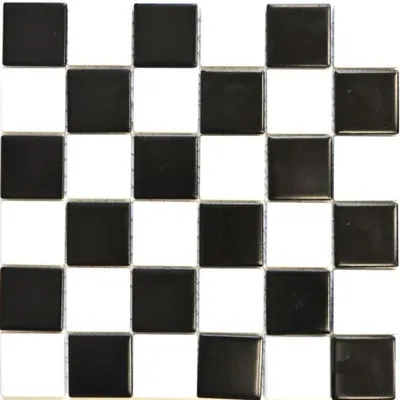 Produktbild von Mosaikfliese Keramik weiß schwarz matt Schachbrett Fliesenspiegel MOS16-CD202_f