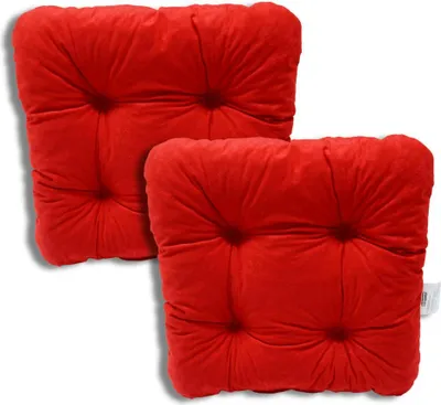 Produktbild von 2er-Set Gepolsterte Stuhlkissen Rot 38x38x8 cm - 3100 klassische Küchenkissen