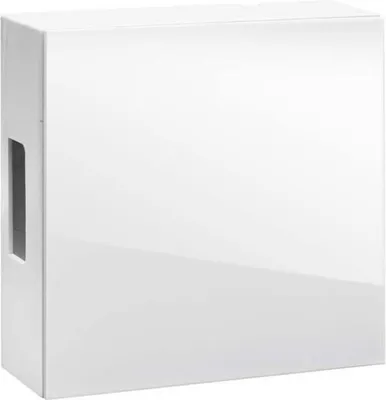 A white, rectangular product, likely an electronic device or appliance, shown from a slight diagonal angle.