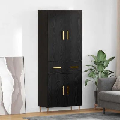 Immagine prodotto di vidaXL Credenza nera look rovere 69,5 x 34 x 180 cm materiale a base di legno