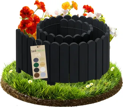 Image de be4nature Bordure flexible en bois 200 x 40 cm Noir Bordure de parterre imprégnée en bois de pin  Bordure de parterre Clôture de jardin Palissade Clôture enroulable