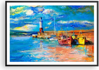 Produktbild von Gerahmtes Poster - Schwarzer Rahmen - Leuchtturm Meer - 100x70 cm - Wand Bild - Wanddeko - Wandbilder - Kunstposter - Wandposter - Bilderrahmen - Bilder - Kunstdruck - Wandbild - P2BAA100x70-3693
