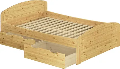 Produktbild von Funktionsbett Doppelbett 3 Bettkästen 140x200 Seniorenbett Massivholz Zuebehör wählbar V-60.50-14Rollrost inkl.