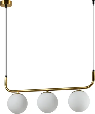 Productafbeelding van Gouden en zwarte tafellamp met witte glazen bolletjes, 3xE14, 10W, ALISA Light Prestige