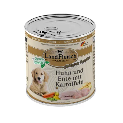 Produktbild von LandFleisch Classic Junior 6x800g | Huhn und Ente und Kartoffeln mit Gartengemüse