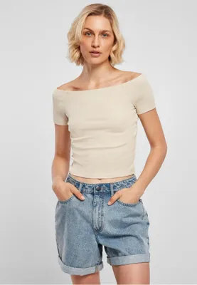 Image de T-shirt pour femme Urban Classics Ladies Off Shoulder Rib Tee, couleur softseagrass - XS