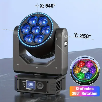 Produktbild von Moving Head – Professionelle LED-Moving-Head-Bühnenleuchte mit 7 x 50W RGBW und Zoom – Multimode