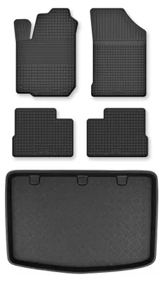 Produktbild von Gummimatten + Kofferraumwanne für Kia Rio III UB 2011-2017 (Schrägheck) – Schwarz, Semi-Universal, angepasst – Wielganizator Semi-Universal
