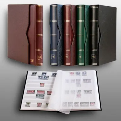 Produktbild von Prophila Collection 60 weiße Seiten Briefmarkenalbum wattiert mit Kassette rot
