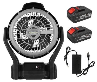 Produktbild von Camping-LED-Ventilator mit Licht, 4000 mAh, wiederaufladbarer Akku, Outdoor-Zeltventilator, stufenlos einstellbare Geschwindigkeit, 120¡ã Kopfdrehung, Tischventilator fuer Camping, Angeln, Stromausfall, Hurrikan, Baustelle