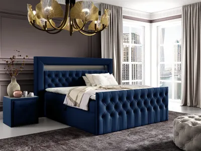 Produktbild von Boxspringbett Schlafzimmerbett ERNESTO Nr.2 120x200cm in Elisa Velvet Blau
