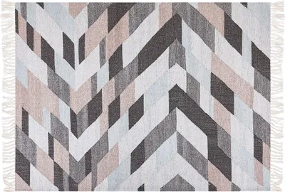 Produktbild von BELIANI Teppich Mehrfarbig aus Jute 160 x 230 cm Rechteckig mit Fransen Geometrisches Muster Kurzflor für Wohnzimmer Schlafzimmer Esszimmer
