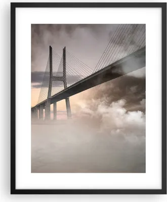 Produktbild von Gerahmtes Poster - Schwarzer Rahmen - Brücke Nebel Wasser - 40x50 cm - Wand Bild - Wanddeko - Wandbilder - Kunstposter - Wandposter - Bilderrahmen - Bilder - Kunstdruck - Wandbild - P2BPA40x50-3525