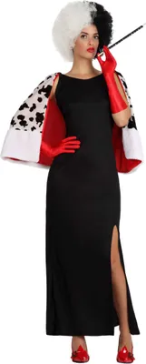 Produktbild von Bösewichtin Schurkin-Damenkostüm schwarz-weiss-rot - XS / S