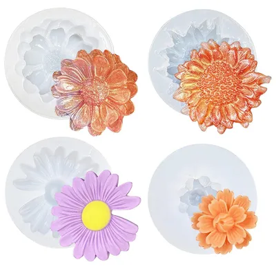 Produktbild von Silikon Gießformen Blumen 4 Stück Gänseblümchen Epoxidharz Schmuck Bastelformen