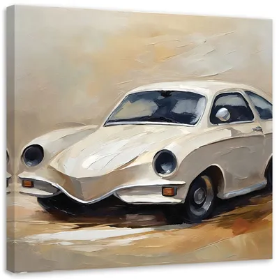Produktbild von Leinwandbild Retro-Auto 40x40 Feeby Beige bild für die wand bereit zum aufhängen