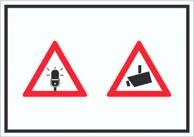 Produktbild von Achtung Audio- und Videoüberwachung Aufkleber Symbol A9 (37x52mm)