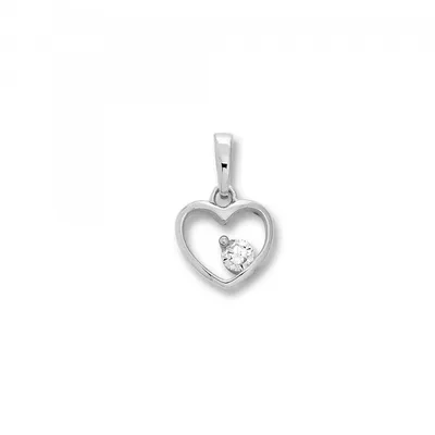 Produktbild von Anhänger Herz Zirkonia 925/- Silber rhodiniert poliert