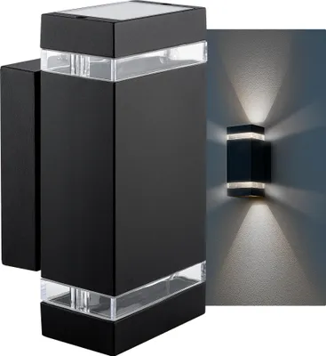 Produktbild von SSC-LUXon LED Wandlampe Up & Down in schwarz - inkl. 2x LED GU10 3W 230V neutralweiß - zweiflammige Wandleuchte modern Wandstrahler IP44