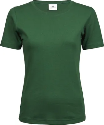 Produktbild von Tee Jays Damen Interlock T-Shirt, Rundhalsausschnitt, Kurzarm BC3321 (XL) (Tannengrün)
