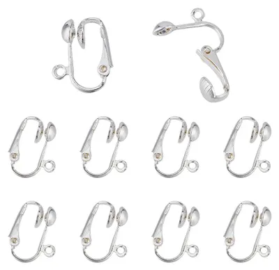 10 Clip-On Ohrclips, silberfarben, 15,5x13,5x7 mm