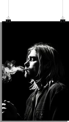 Produktbild von Kurt Cobain Poster - Musik Poster - Schwarz-Weiß Poster - Zigaretten Poster - 61x91cm - Perfekt zum Einrahmen