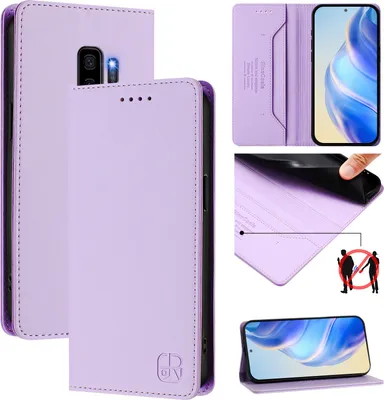 Produktbild von Lederhülle für Samsung Galaxy S9 Plus Hülle Flip Brieftasche Kartenfächern Ständer Schutzhülle Violett