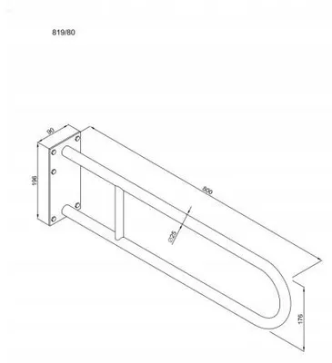 Imagen del producto de Andex, barra de apoyo semicircular de 80 cm, color blanco, con placa