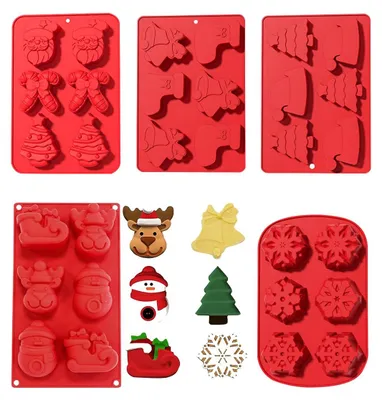 Imagen del producto de Molde de silicona para Navidad, juego de 5 unidades, ideal para chocolate y dulces