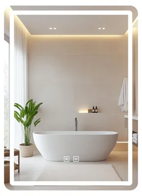 Zdjęcie produktu dla Lustro do łazienki COSTWAY z oświetleniem LED, lustro z 3 trybami światła i funkcją antyfoggingową, prostokątne, ścienne, z możliwością regulacji jasności, 70x50 cm