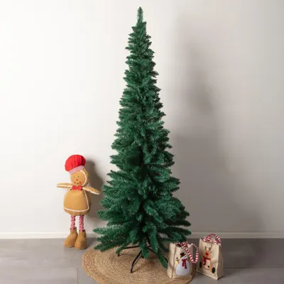 Produktbild von Schmaler künstlicher Weihnachtsbaum 180 cm mit Metallständer grün