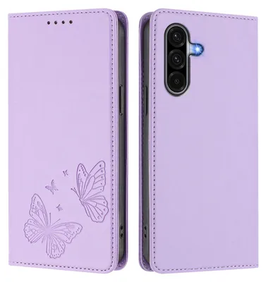 Image de Étui en cuir pour Samsung Galaxy A17 5G/4G, motif papillon, étui portefeuille à rabat avec support, violet clair