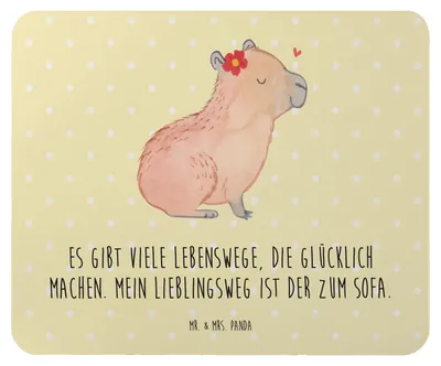 Produktbild von Mr. & Mrs. Panda Mauspad Capybara Blume - Gelb Pastell - Geschenk, Mouse Pad, Lustige Sprüche, pc mausunterlage, Mousepad, mousematte, laptop