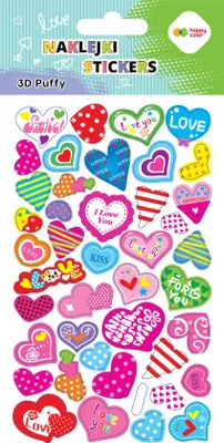 Image de Autocollants Puffy - Coeurs Happy Color