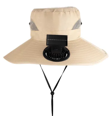Produktbild von Uni-Sonnenhut mit Solarventilator, verstellbar, breite Krempe, integriertem Solarpanel, Kühlventilator, UV-Schutz, Fischerhut