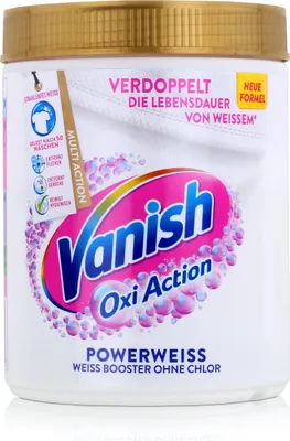A product shot of Vanish Oxi Action laundry booster powder.