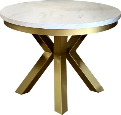 Produktbild von Runder goldener Tisch wohnzimmer ausziehbar 100(180) Marmorplatte Narvic