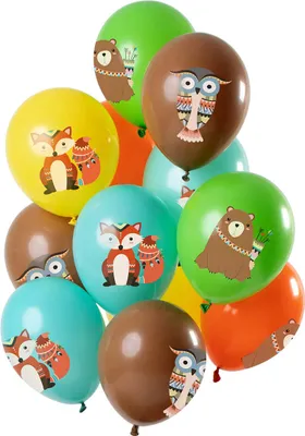Produktbild von 12 Latexballons Waldtiere bunt 30cm