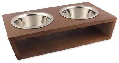Produktbild von Dog Fantasy Edelstahlnäpfe mit Holzständer 2x400ml