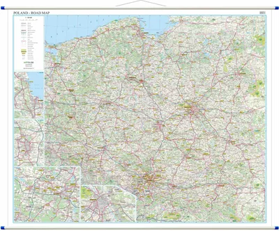 Obrázok produktu pre Poľská cestná nástenná mapa 1:700 000 Anglická verzia