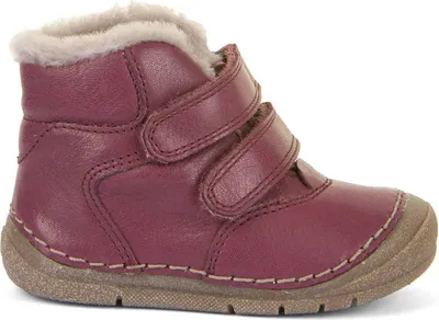 A single child's boot is shown against a white background.